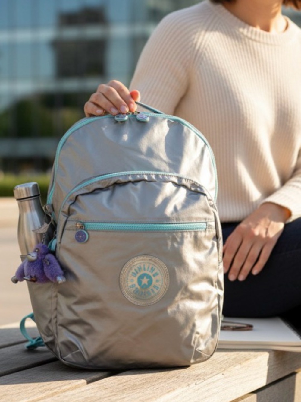Kipling Seoul Extra Large 17” Laptop Backpack Cromapop Metallic